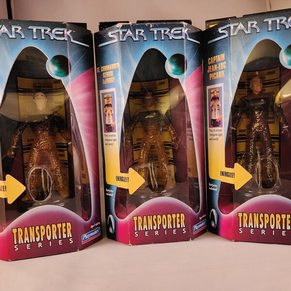 Star Trek Transporter Series -Set of 3-Captain Picard-LT. Commander LaForge-LT Commander Data Collector's Edition 1998 Paramount Pictures.