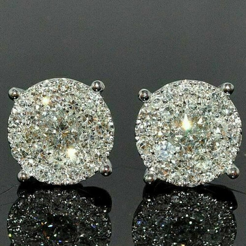 Moissanite Rhodium-Plated Earrings main image 1
