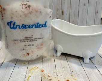 Unscented Bath Salts, Natural Aromatherapy, Bath Soak, Gift Idea, Bath Product, Spa Gift, Bridal and baby favors, Self Care. Mothers
