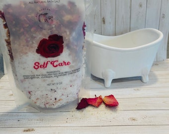 Handcrafted Rose Bath Salt with Natural Essential Oils, Bath Soak for Relaxation, Gift for New Mom, Stress relief gift, Spa gift idea