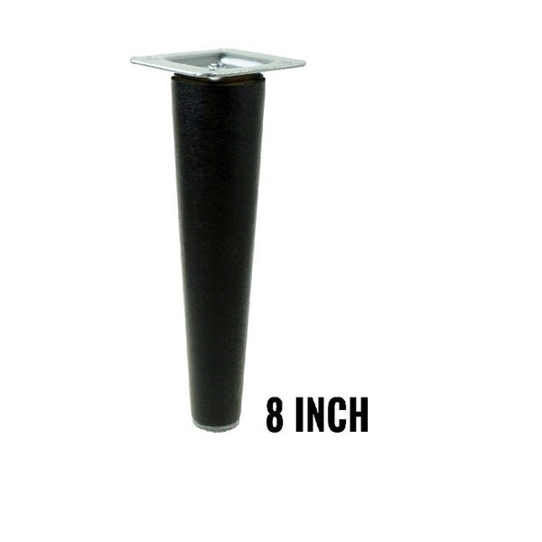8 inch, Black tapered wooden furniture leg