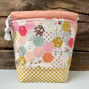 Blooms Project Bag, Floral Project Bag, Knitting Project Bag, Knitting Bag, Drawstring Project Bag, Sock Knitting, Knitter Gift