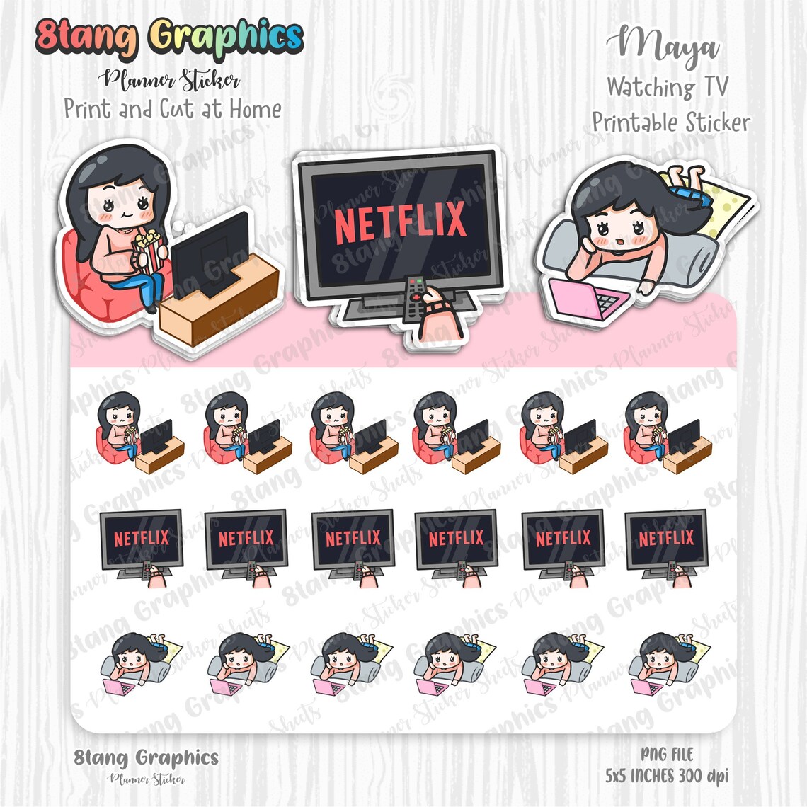 Maya watching tv stickers watching netflix stickers netflix | Etsy