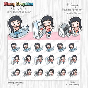 Cleaning planner sticker, Cleaning digital sticker, digital sticker, cleaning printable sticker, wash dishes, clean oven, clean fridge