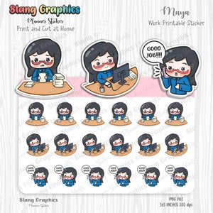 Pegatinas de trabajo mayas, pegatinas de trabajo, pegatina de buen trabajo, pegatinas digitales, pegatinas imprimibles, pegatina linda, pegatina kawaii, pegatina de trabajo