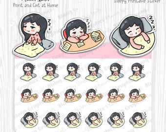 Maya sleepy sticker, sleepy sticker, tired sticker, digital, printable, tired sticker for planner, cute sticker, character sticker