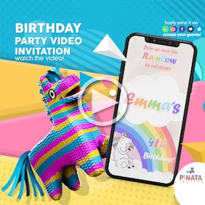 Unicorn Rainbow Invitation, Unicorn Rainbow Video Invitation, Unicorn Rainbow Birthday Invitation, Unicorn Invitation, Rainbow Invitation