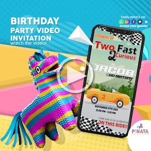 Two Fast Two Curious Invitation, Too Fast Two Curious Video Invitation, Two Fast Too Curious Invite, Two Fast Two Curious Birthday