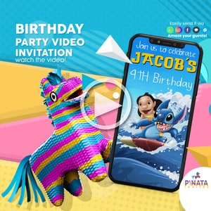 Lilo And Stitch Invitation, Lilo And Stitch Video Invitation, Lilo And Stitch Invite, Lilo And Stitch Birthday, Lilo And Stitch Invite
