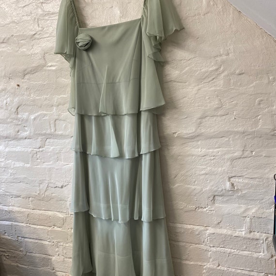 sage green tiered maxi dress Shiloh Merino Wool Belted Dress
