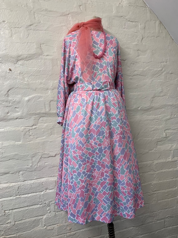 Pastel Pink Patterned Vintage Midi Dress, 1950s/6… - image 5