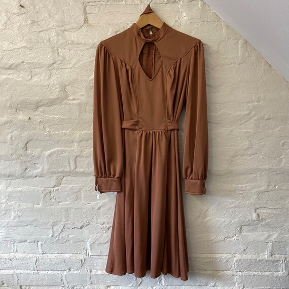 Vintage Brown Day Dress Richard Shops 60s/70s Key… - image 2