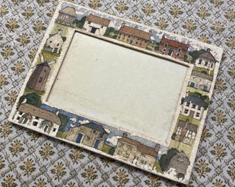 Decorative Photo Picture Frame Watercolour Art Houses Town Countryside English British Painting Painted Rice Paper Free Standing