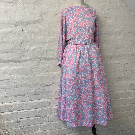 Pastel Pink Patterned Vintage Midi Dress, 1950s/6… - image 2