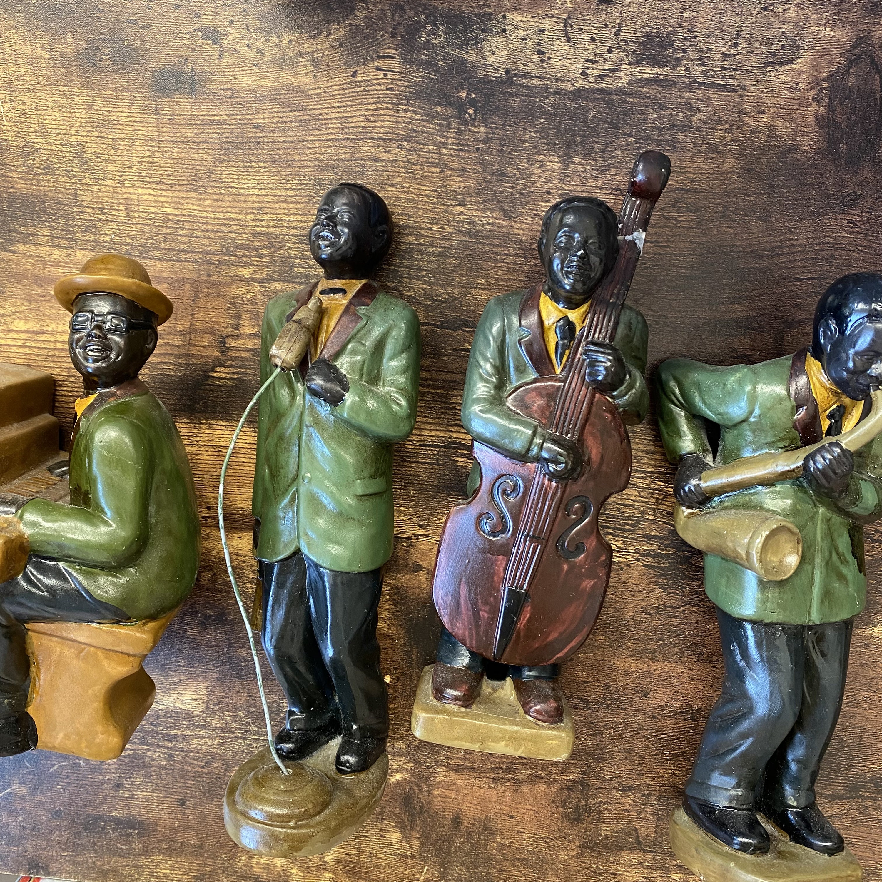 【レア】ヴィンテージ　黒人ジャズシンガー置物40cm前後 Vintage African American Band Figurines Jazz Musicians Set