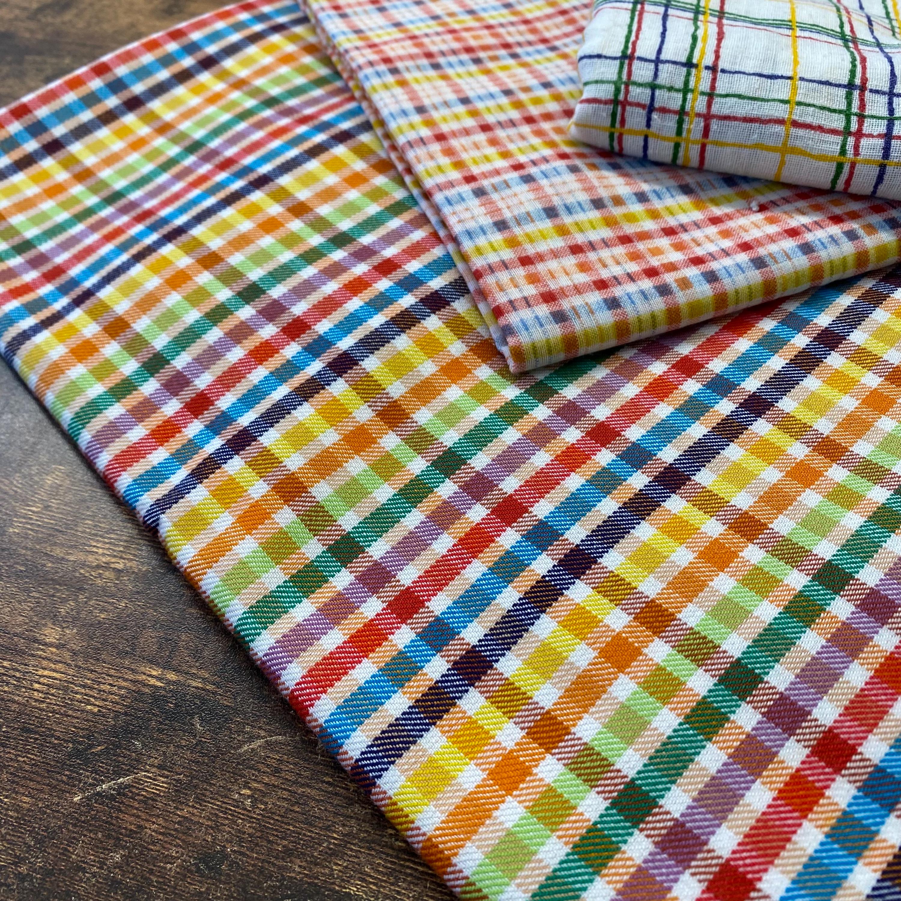 Rainbow Check Pattern Vintage Rainbow Check Fabrics VARIOUS - Etsy UK