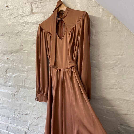 Vintage Brown Day Dress Richard Shops 60s/70s Key… - image 8