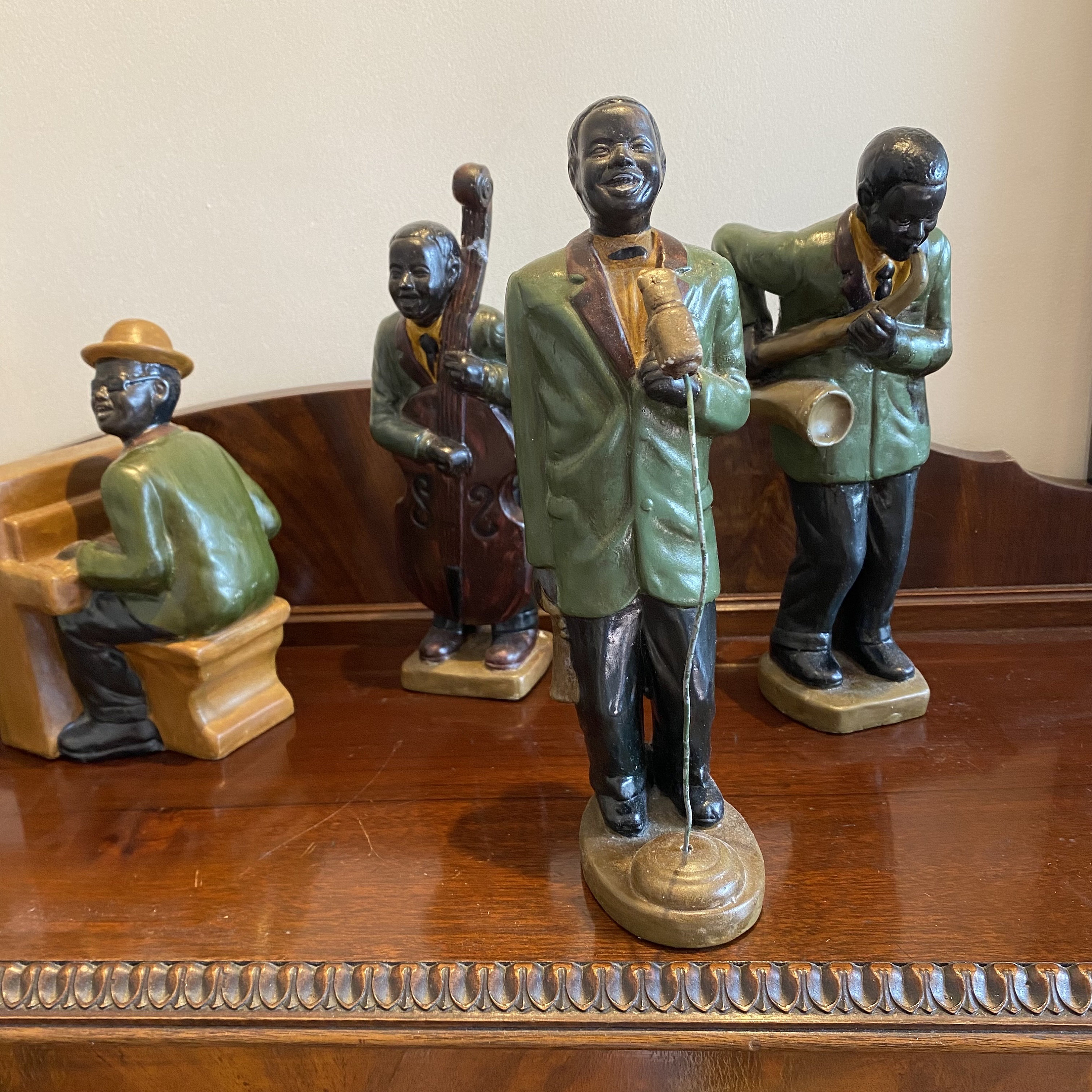 【レア】ヴィンテージ　黒人ジャズシンガー置物40cm前後 Vintage African American Band Figurines Jazz Musicians Set