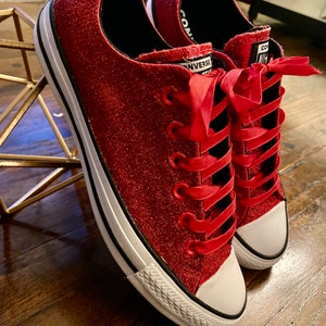 red sparkly converse