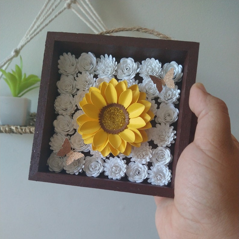 Mini Shadow Box Handmade Gift Sunflower Decor Etsy