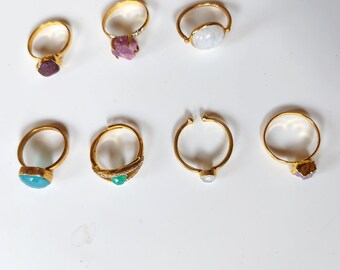WholeSale Rings Lot, Multi GemStone Rings , Golden Plated Rings, Multi Color Rings, Rings For Women, Handmade Ring, Lovely Rings, Love, Gift