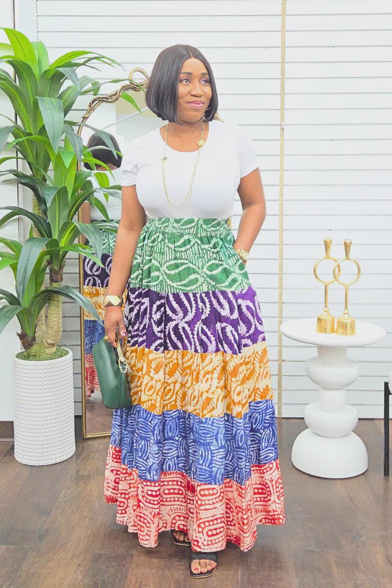 Neema Adire Patch Maxi Skirt - Etsy