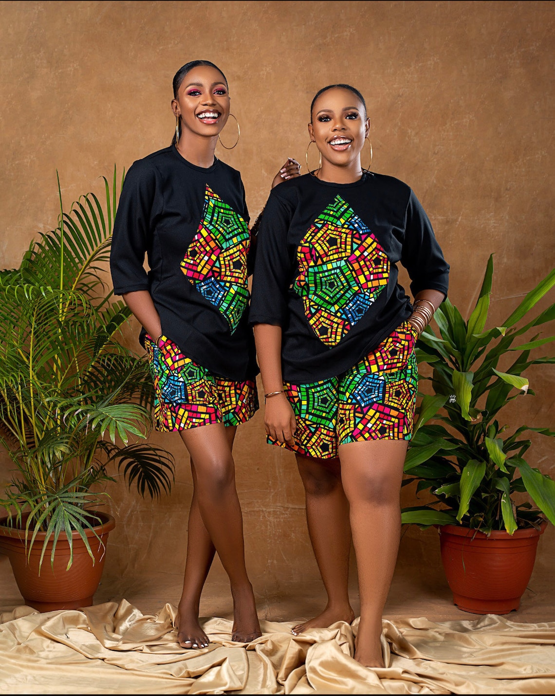 Short sleeve shirt - Turquoise blue mix match with  African print main image 1