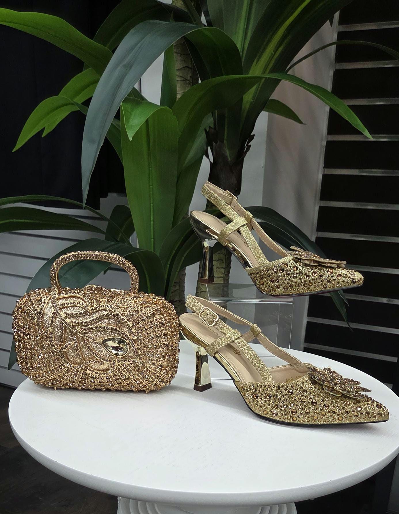Gold shoes and matching bag - Etsy 日本