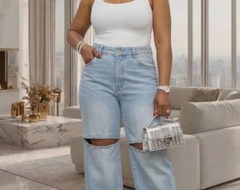 Skye Cut-Out Jeans – Light Wash Denim