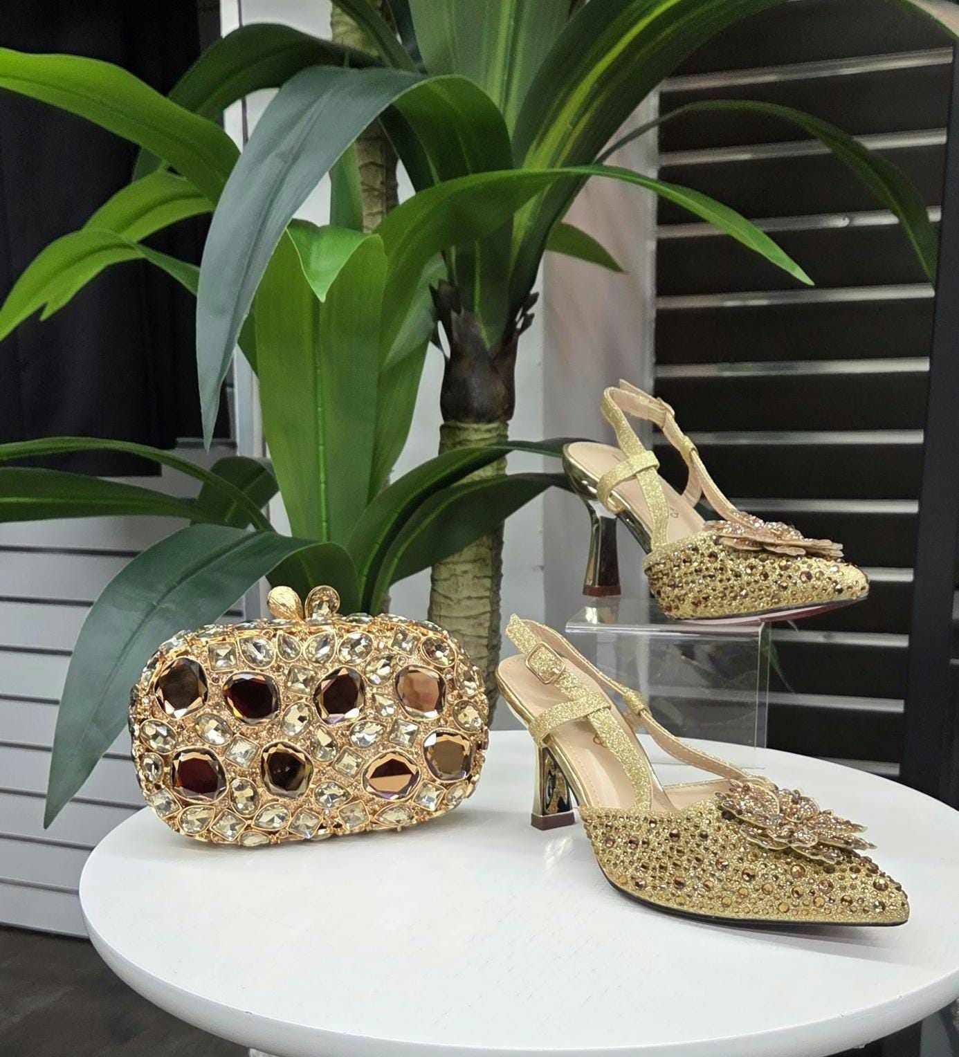 Gold shoes and matching bag - Etsy 日本
