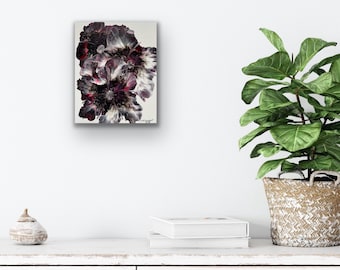 Dark Blossoms #6. Original 8x10 inch acrylic painting on stretched canvas.