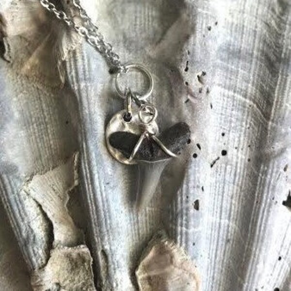 Fossil Shark Tooth Necklace/Handmade/Shark Charm/Paleontology/Shark Week/Pliocene Fossil/Surfer/Wahine