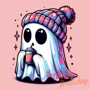 Lindo fantasma png, Halloween png, café png, bougie png, bougie fantasma, aquí para los abucheos, pegatina png, taza png, Tendencia png, vaina, dtf, png