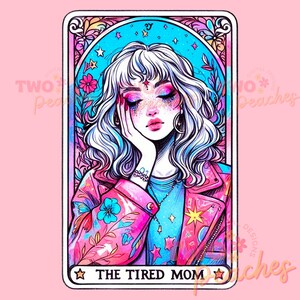 Mamá cansada, mamá, divertida carta del tarot PNG, diseño de sublimación, camiseta de café con calavera cansada de mamá de moda, taza, archivo PNG, descarga, mamá png