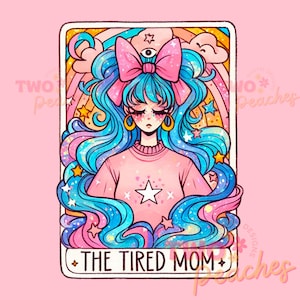 Mamá cansada, mamá, divertida carta del tarot PNG, diseño de sublimación, camiseta de café con calavera cansada de mamá de moda, taza, archivo PNG, descarga, mamá png