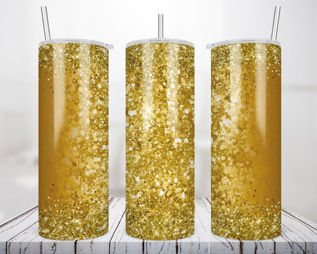20 Oz Straight Skinny Tumbler 24k Gold Plain Glitter Sublimation Design ...