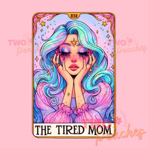 Mamá cansada, mamá, divertida carta del tarot PNG, diseño de sublimación, camiseta de café con calavera cansada de mamá de moda, taza, archivo PNG, descarga, mamá png