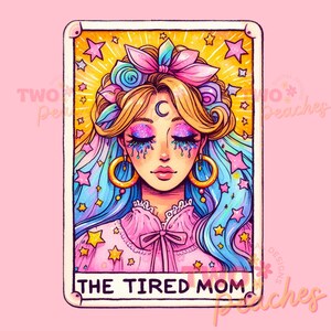 Mamá cansada, mamá, divertida carta del tarot PNG, diseño de sublimación, camiseta de café con calavera cansada de mamá de moda, taza, archivo PNG, descarga, mamá png