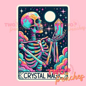 crystal magic Funny Tarot Card PNG, Woman Skeleton Sublimation Design, Witchy Trendy Mom Skull Coffee T-Shirt Mug PNG File Download, cosmic
