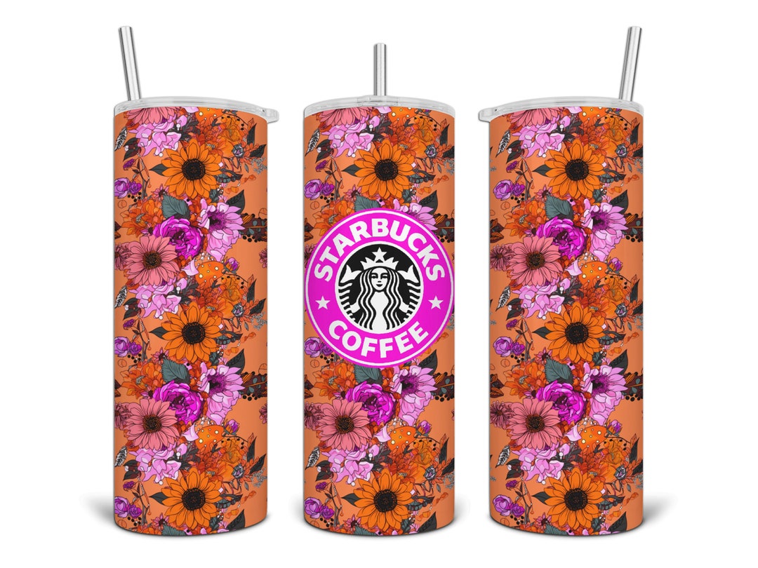 20 Oz Straight Skinny Tumbler Starbucks Fall Autumn Floral Etsy Australia