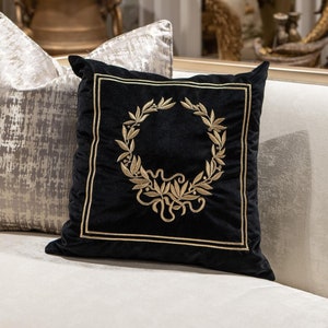 Refcrea Embroidery Pillowcase | Embroidered Cushion Cover | Handmade Pillow Cover | Wreath Throw Pillowcase | Embroidery Wreath Pillow Cover