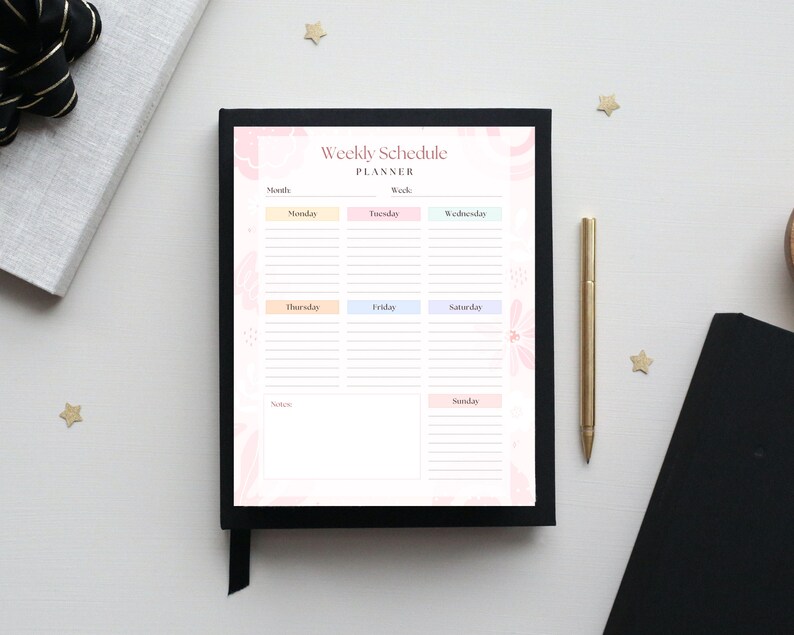Pink Pastel Modern Feminine Abstract Floral Weekly Schedule Planner ...