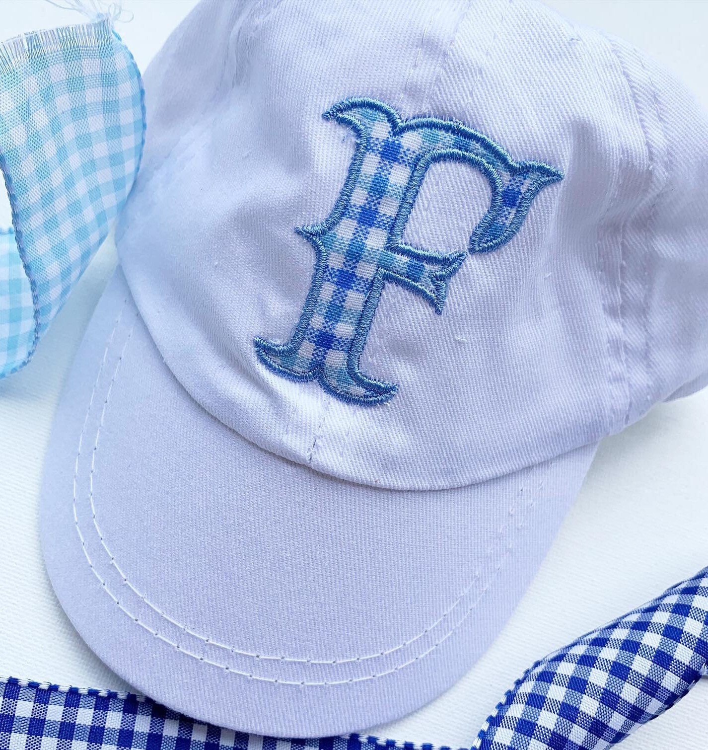 Infant baby baseball hat baby initial ball cap one gingham Etsy
