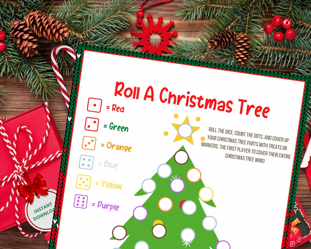 Roll a Christmas Tree Dice Game Interactive Twist Instant Download Etsy