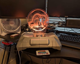 Halo Reach LED-Anzeige Full Kit | Rüstung Fähigkeit Prop | Acrylhologramm + Leuchtsockel + 3D gedrucktes Spartan Zahnrad