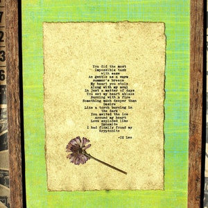 One of a kind handtyped framed poem, typewriter poem, handmade gift, love poem, poetry decor, original poetry, poetry gift