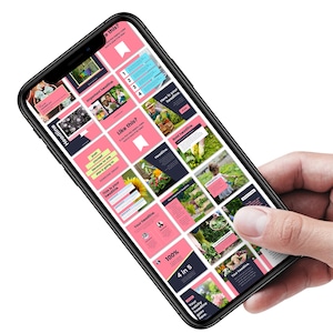 Navy & Dusty Pink Square Instagram Post Templates for Canva (Insta Posts) Canva Templates, Navy Instagram Set, Instagram Post Bundle, IG