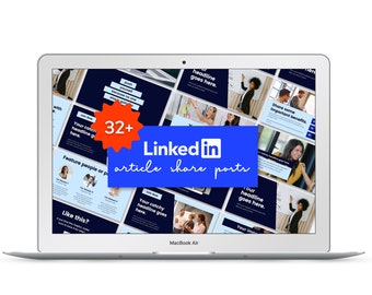 Bold & Trendy LinkedIn Article Share Post Design Canva Template (32+ Templates) Image Share, LinkedIn Share, Social Share LinkedIn, Navy