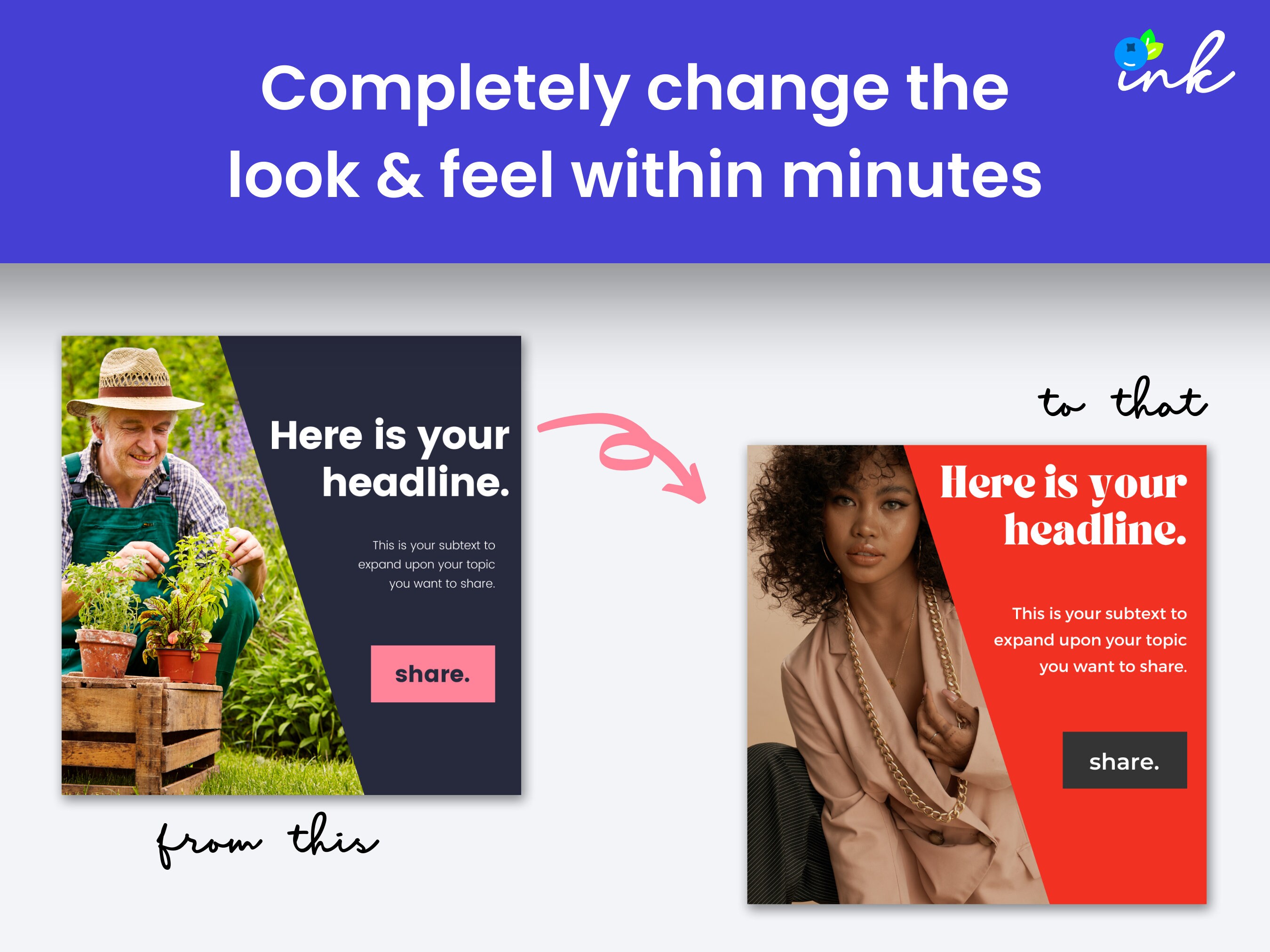 Navy & Dusty Pink Square Instagram Post Templates for Canva (insta ...