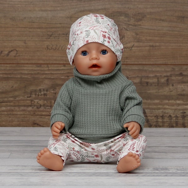 Doll clothes dolls girls set sweater with leggings and hat for dolls size. 30-43 cm flowers